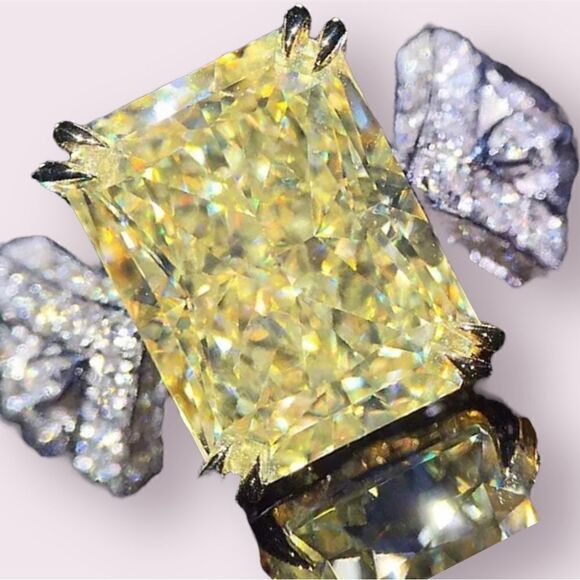 5.75CTTW STUNNING CITRINE & DIAMOND ENGAGEMENT RING 18KT WG DIPPED 6,8,9,10 - Picture 1 of 2